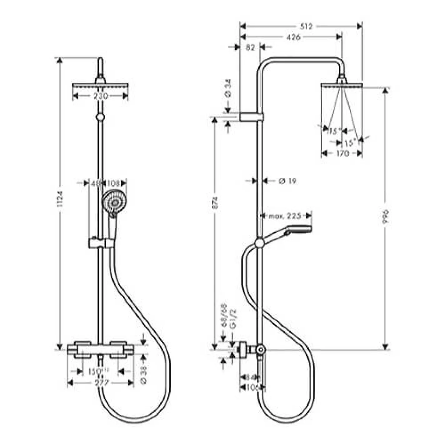 Душевая система Hansgrohe Vernis Shape Showerpipe с термостатом (26286670) - Фото 1